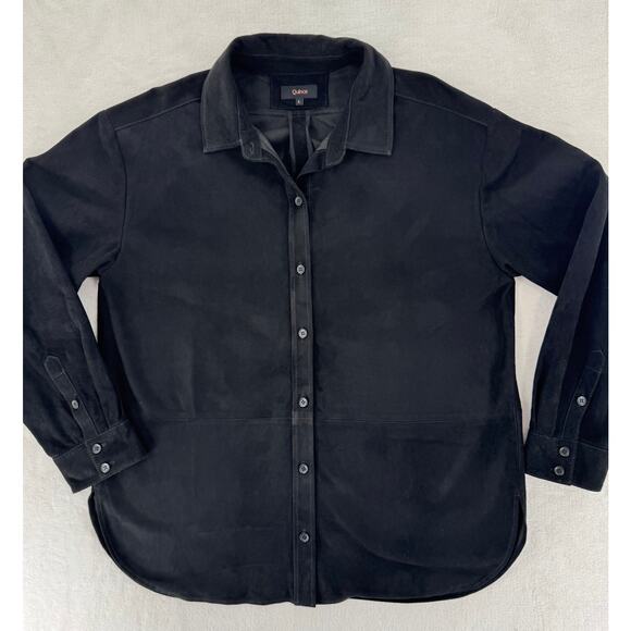 Quince Womens Black Suede Shirt Jacket Overshirt Shacket Medium Leather NWT - Picture 6 of 6